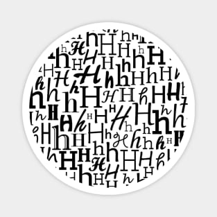 H - Typography (Black) Magnet